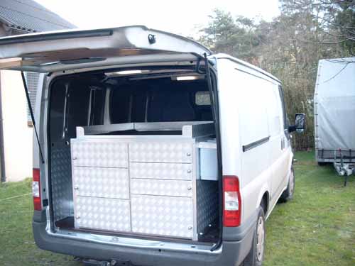 Ford Transit Mobieteek 7 laden, verhoogde opstaande rand