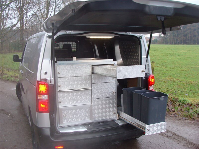 Volkswagen Transporter, uittrekbare vuilbakken